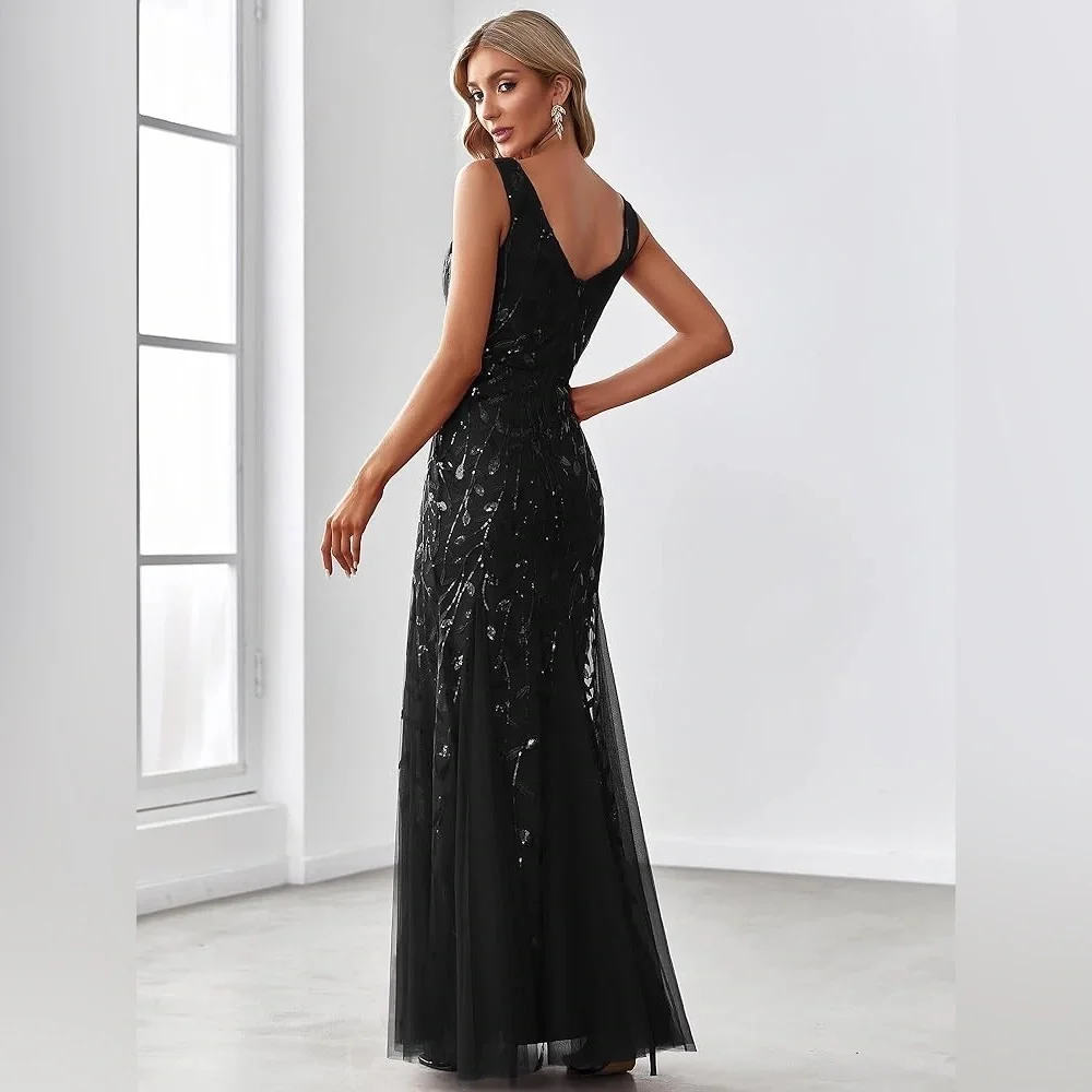 NWT Ever-Pretty Women's Double V-Neck Sleeveless Mermaid Evening Formal Dress - Picture 2 of 9